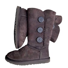 Ugg Australia Bailey Triplet Sherpa Lined Button Boots Brown Sz 4 US 34 EU