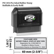 PSI 1854 Pre-Inked Custom Stamp New York Notary Stamp 7/8" x 2-3/8"