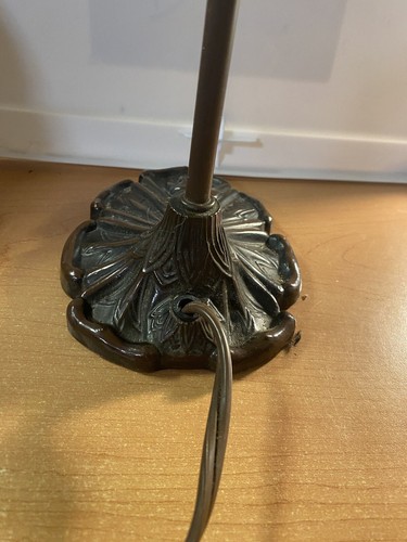 Vintage Table Lamp Brass Liberty Abat-Jour W/ Green & Amber Glass Works! - Picture 7 of 9