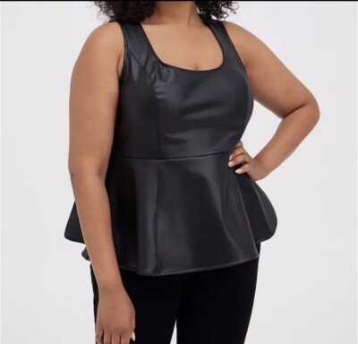 plus size leather peplum top