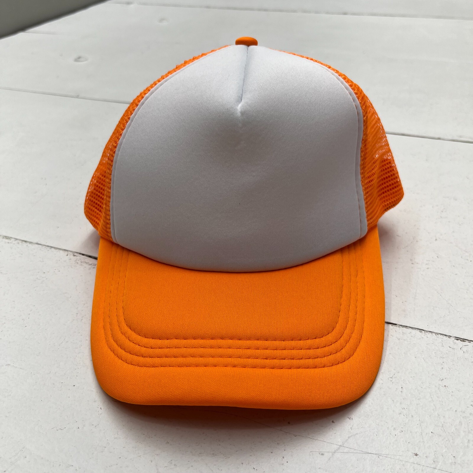 SHEIN Orange White Mesh Snapback Unisex Adjustable Cap One Size New