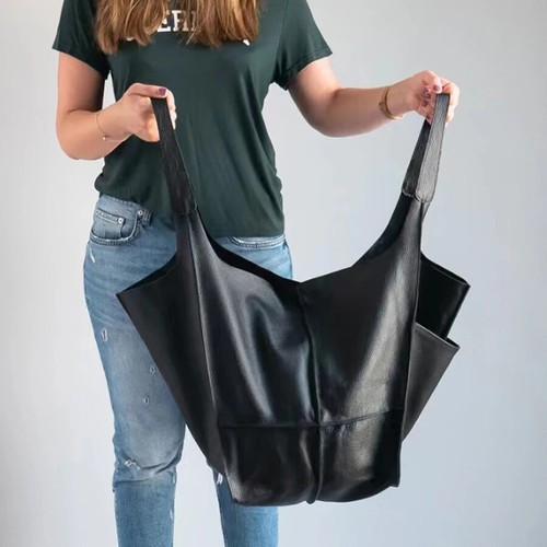 Borsa grande alla moda e minimalista con pelle morbida e grande capacità - Foto 10 di 32