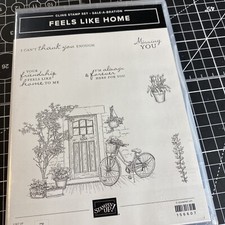 Stampin' Up Feel Like Home Cling Stamp Set Thank You Friendship Bicycle Door