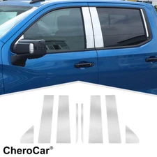 Stainless Steel Side Window Pillar Post Cover Trim Decor For 2019-23 Silverado
