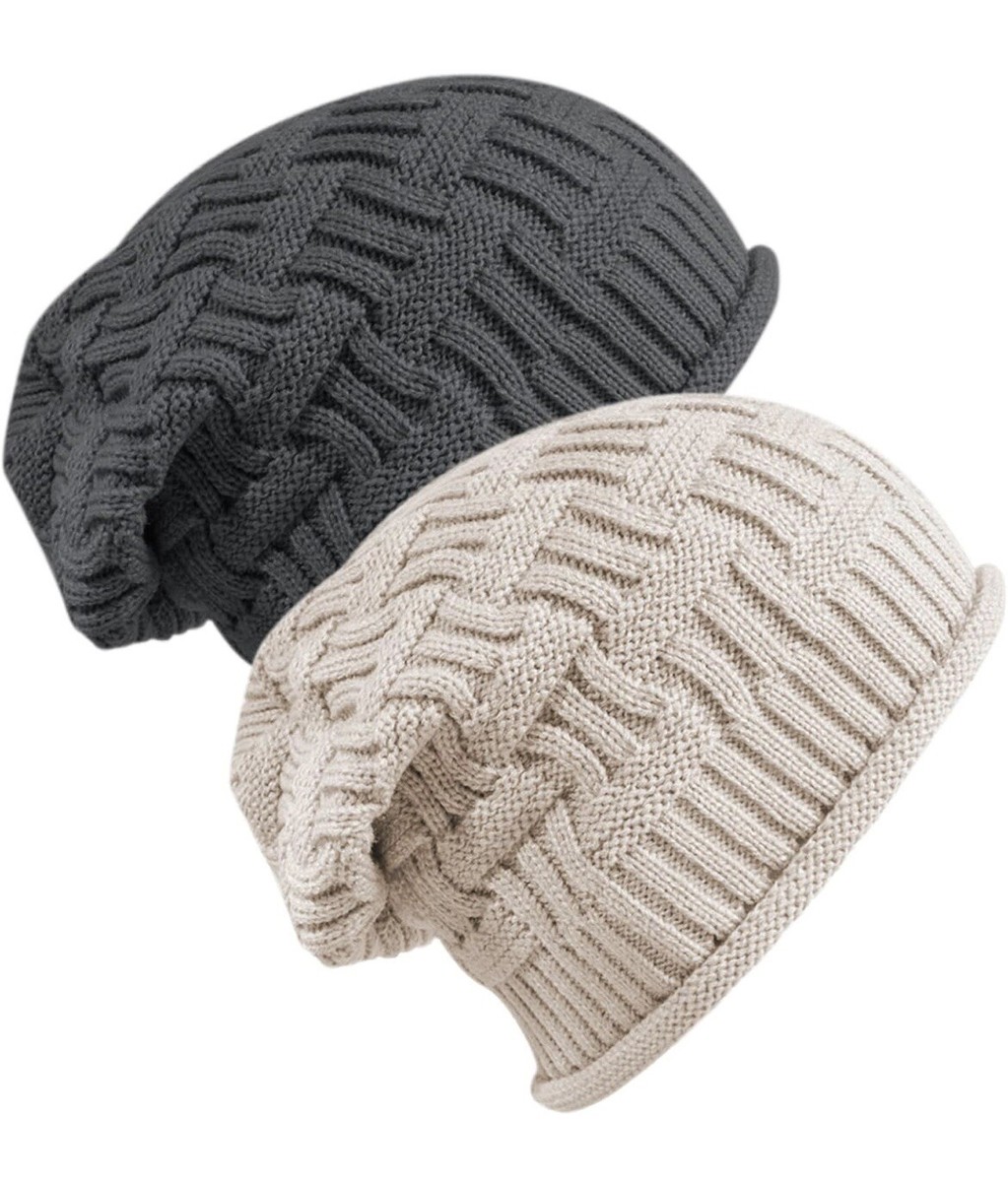 Senker Fashion 2 Pack Womens Slouchy Beanie Winter Knit Soft Hat for Women and M Senker Fashion 2 Pack Womens Slouchy Beanie Winter Knit Soft  main image 3