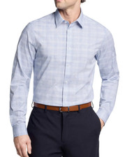 Calvin Klein Men's Slim Fit Wrinkle Free Dress Shirt, Navy, S 14.5, 32-33 