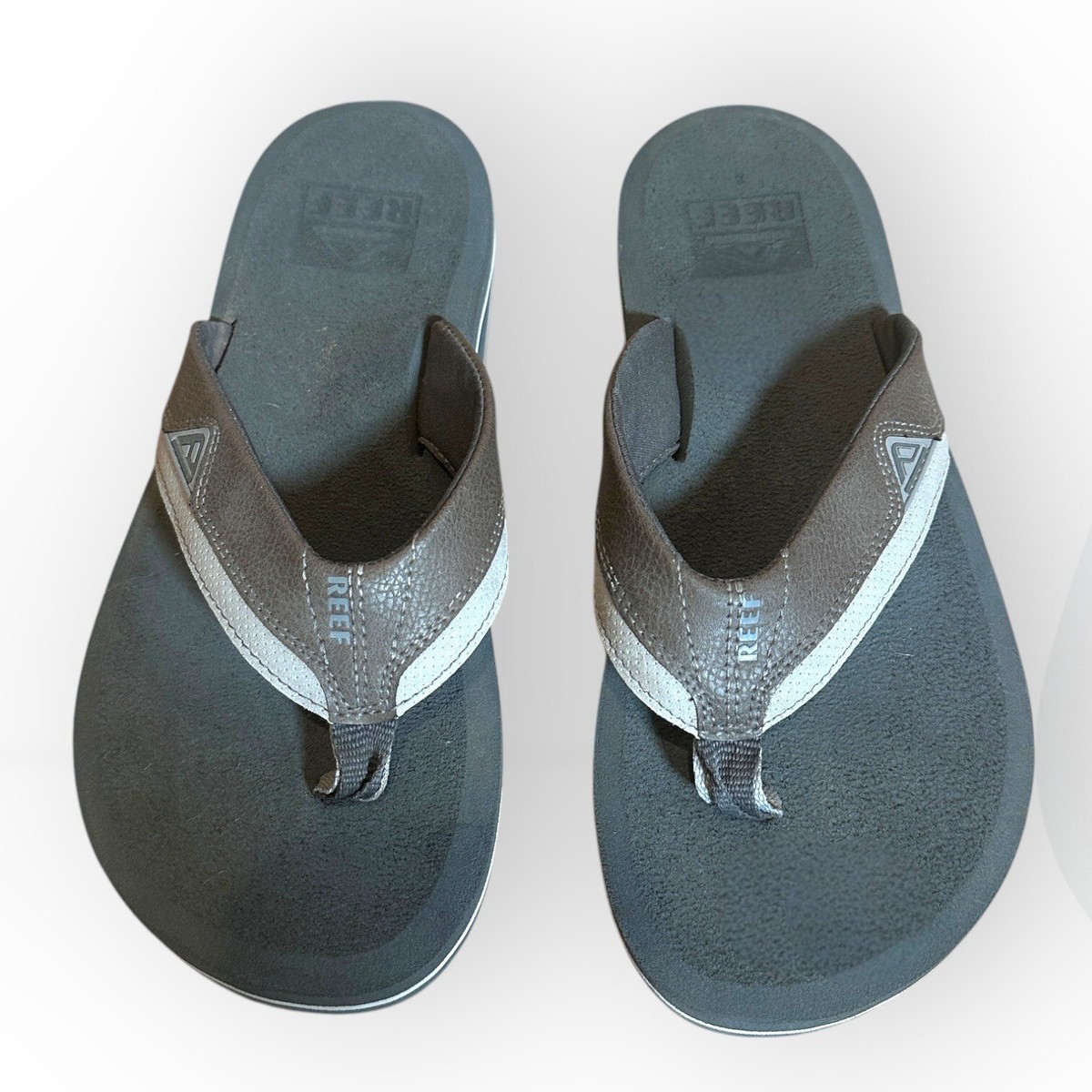 Reef Men's Cushion Dawn Leather Flip Flops Sandals Rubber Outsole Size 8  Gray | eBay