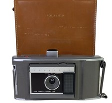 Vintage Polaroid Model J66 Land Camera With Leather Case UNTESTED AS IS Clean