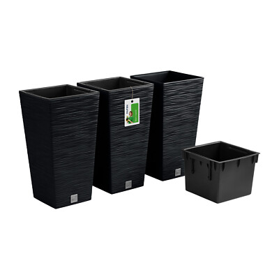 Prosperplast Furu 3er Set Hochbeet-Blumenkübel Kunststoff Anthrazit 19L
