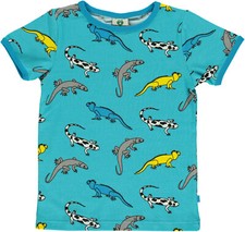 SMAFOLK T-Shirt allover Eidechse Print blau lizard 86 92 98 104 110 116 122 128 