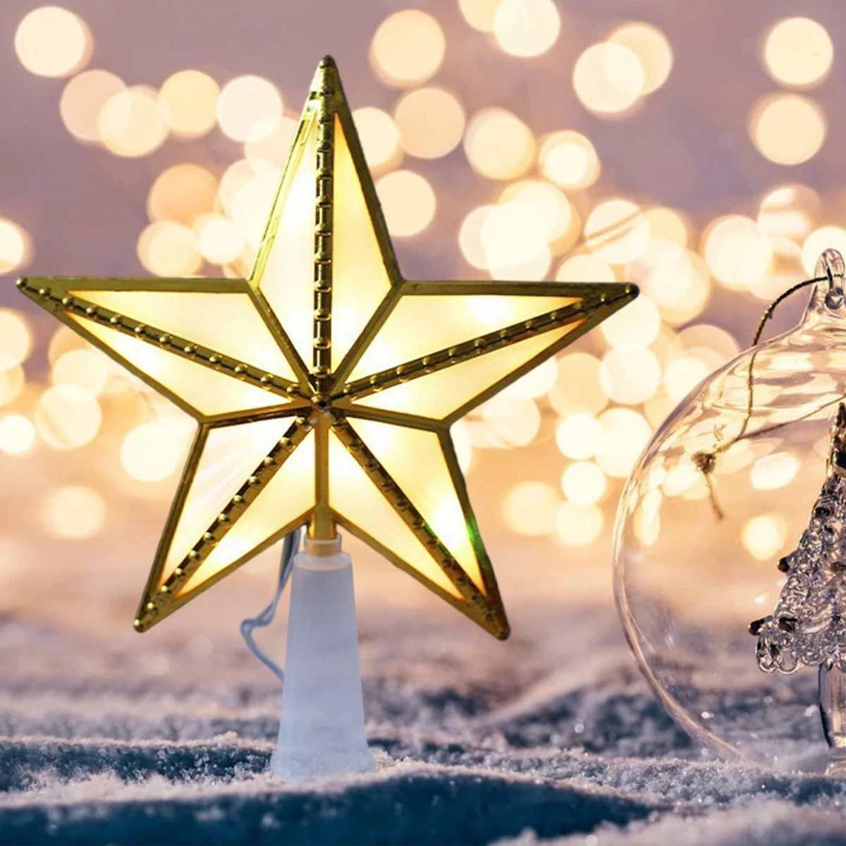 Christmas Tree Top Star Ornaments Battery USB Operated Lights Lighting Lighted