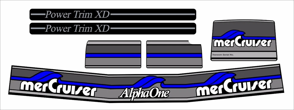 Mercruiser Neu 2023 Blau Alpha One Gen Zwei W / Grau Rams Aufkleber Set - Bild 1 von 1