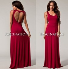 USA New Women's SOFT RED HEART CUT OUT VALENTINES DAY LONG MAXI TANK DRESS S M L