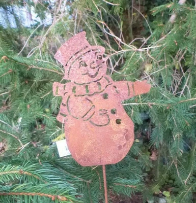 SCHNEEMANN, Edelrost Deko Stab 39 cm groß, Winter, Weihnachten - Bild 1 von 4