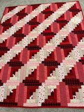 Red, White, and Black Wall Quilt - Homemade Hand Quilted - 70" x 58" - Christmas