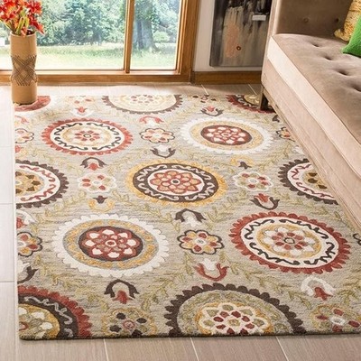 Hand Tufted  8x10  Geometric  Wool Carpet for living room bedroom etc