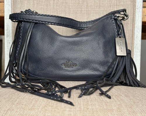 Coach Navy Blue Chelsea Leather Fringe 37740 BOHO Shoulder Bag - Picture 24 of 24