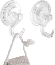 Idesign Power Lock Bathroom Suction Cup Hooks for Loofah, Towels, Sponges and Mo