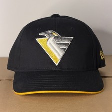 Vintage Pittsburgh Penguins Hat Cap Strap Back Black Twister NHL New Era 90s