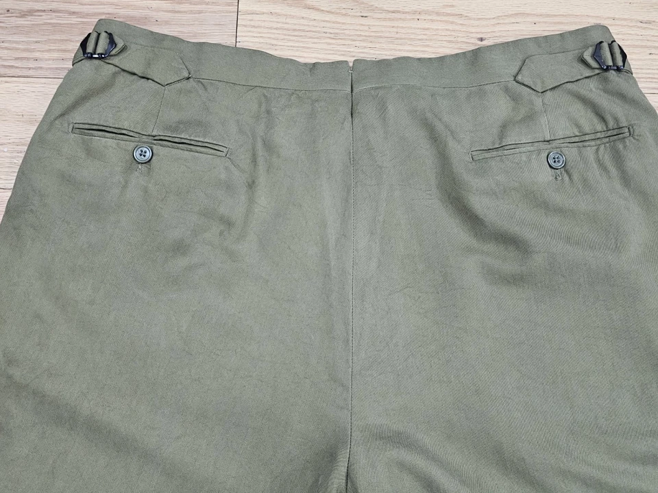 $595 Pantalones Ralph Lauren Etiqueta Púrpura Para Hombre Verde Sin Dobladillo Seda Lino Talla 38 Nuevos sin Etiquetas Foto 3 de 4