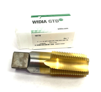 Widia 2746355 Taper Pipe Tap 5-Flute NPT/NPTF 1'' - 11-1/2 TiN Coat 19778