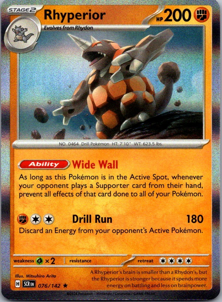 Rhyperior 76/142 Rare Stellar Crown Pokemon Holo Near Mint