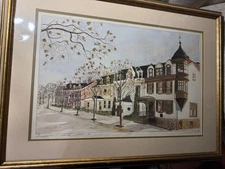 Large Helen C McDaniel 'Lawyers Row, Doylestown PA" LE Print - Signed/Framed