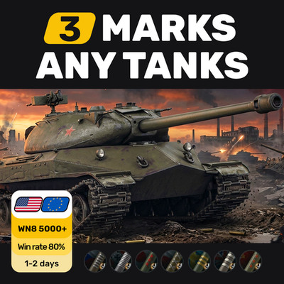  (PC) WORLD OF TANKS  3 Marks ANY MARKS | WN8 5000+ | 1-2 days | Na Eu