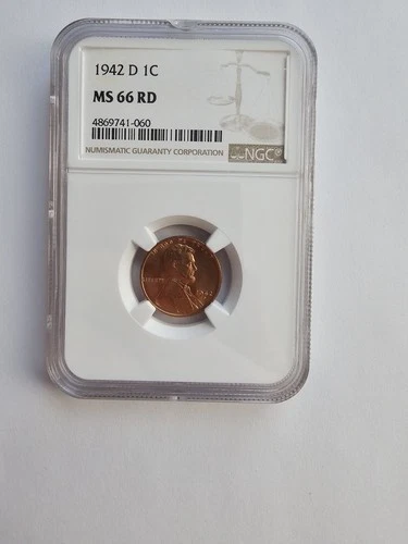 1942 D MS66 RD LINCOLN WHEAT PENNY/CENT GRADED NGC 1C S MINT COPPER COIN