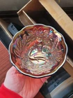Super Amethyst Millersburg Carnival Glass Peacock Sauce Bowl Flared Proof Bowl