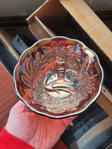 Super Amethyst Millersburg Carnival Glass Peacock Sauce Bowl Flared Proof Bowl