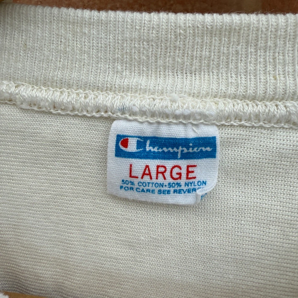 Camiseta de fútbol vintage Champion años 70 algodón nailon lucha libre grande estampado al agua Foto 4 de 4