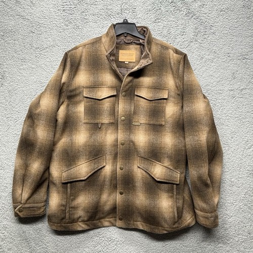 Powder River Outfitters Mens Plaid Wool Jacket 2XL Brown Western Country New - Picture 2 of 8