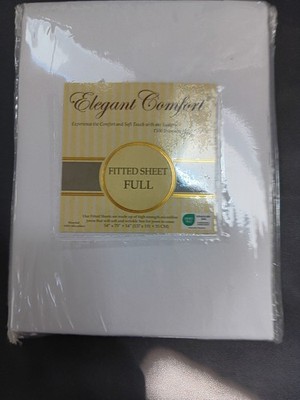 Elegant Comfort Fitted Sheet Full White 1500 Thread Count NIP