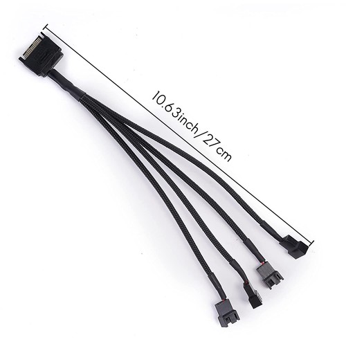 Câble Adaptateur Ventilateur Refroidissement, 15 Broches SATA vers 4 x 3 Broches / 4 Broches PMW 12V PC Case7575 - Photo 4/7