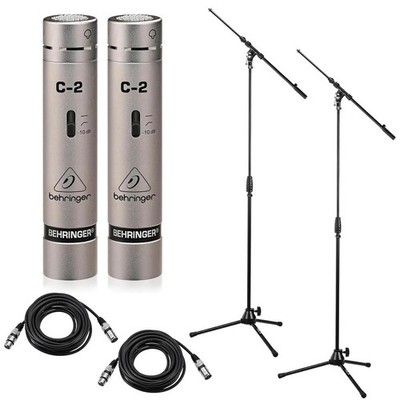 Behringer C-2 Matched Studio Condenser Microphones, Pair, Bundle with 2x Telesco