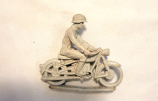 VINTAGE MARX BATTLEGROUND DESERT FOX LIGHT GRAY GERMAN MOTORCYCLE FIGURE TOY