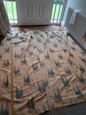 Custom Made Sky Blue Lupin Botanical Print Curtains Thermal Interlined Lined