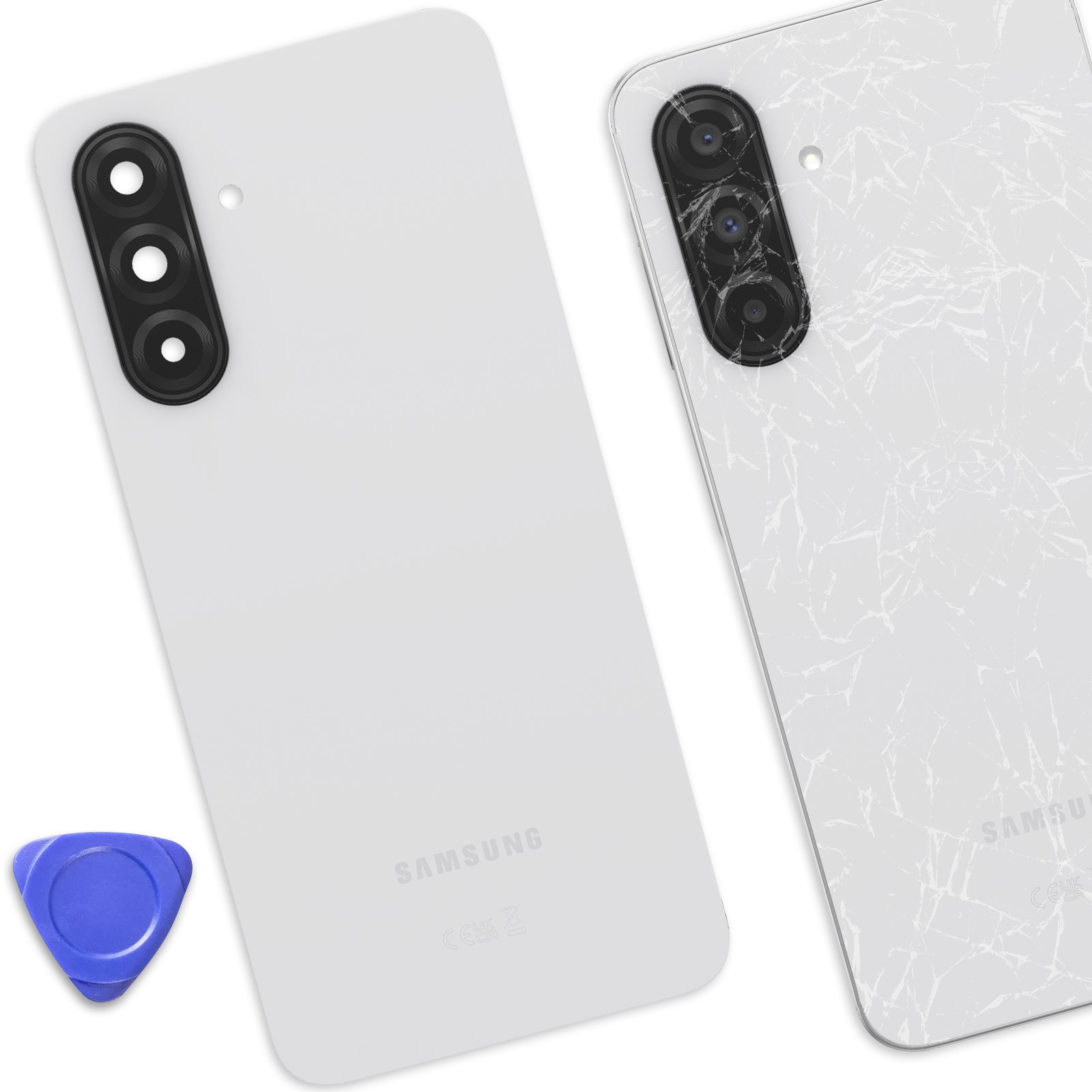 Cache Batterie pour Galaxy A26 Blanc Vitre Arrière de Remplacement avec Adhésif - 4