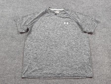 Under Armour Shirt Mens Medium Gray T-shirt Short Sleeve Loose Fit Heat Gear