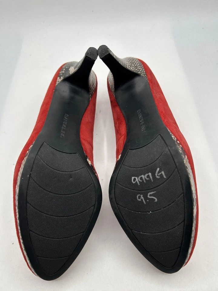 Bandolino Pump Heels Women's Sz 9.5 Red Suede Slip On Stiletto Heel Pointed Toe - Image 4 of 4
