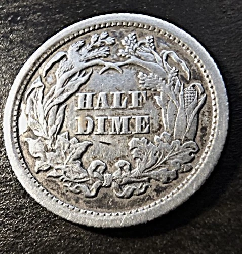 USA 1862 Seated Liberty Half Dime VF Civil War Silver RARE Type 4 Wreath Coin
