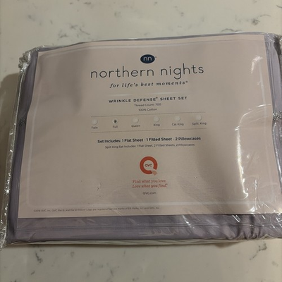 #ad Northern Nights 700TC 100% Cotton Wrinkle Defense 4 Piece Sheet Set lavender NEW $64.00