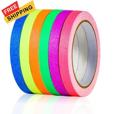 Spike Tape Set - 1/2" x 36' Neon Gaffer Tape, 6 Bright Colors | Dry 6 colors 