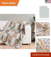 50x60 Bohemian Quilted Throw Blanket - Soft Reversible Lap Quilt for All Seasons
