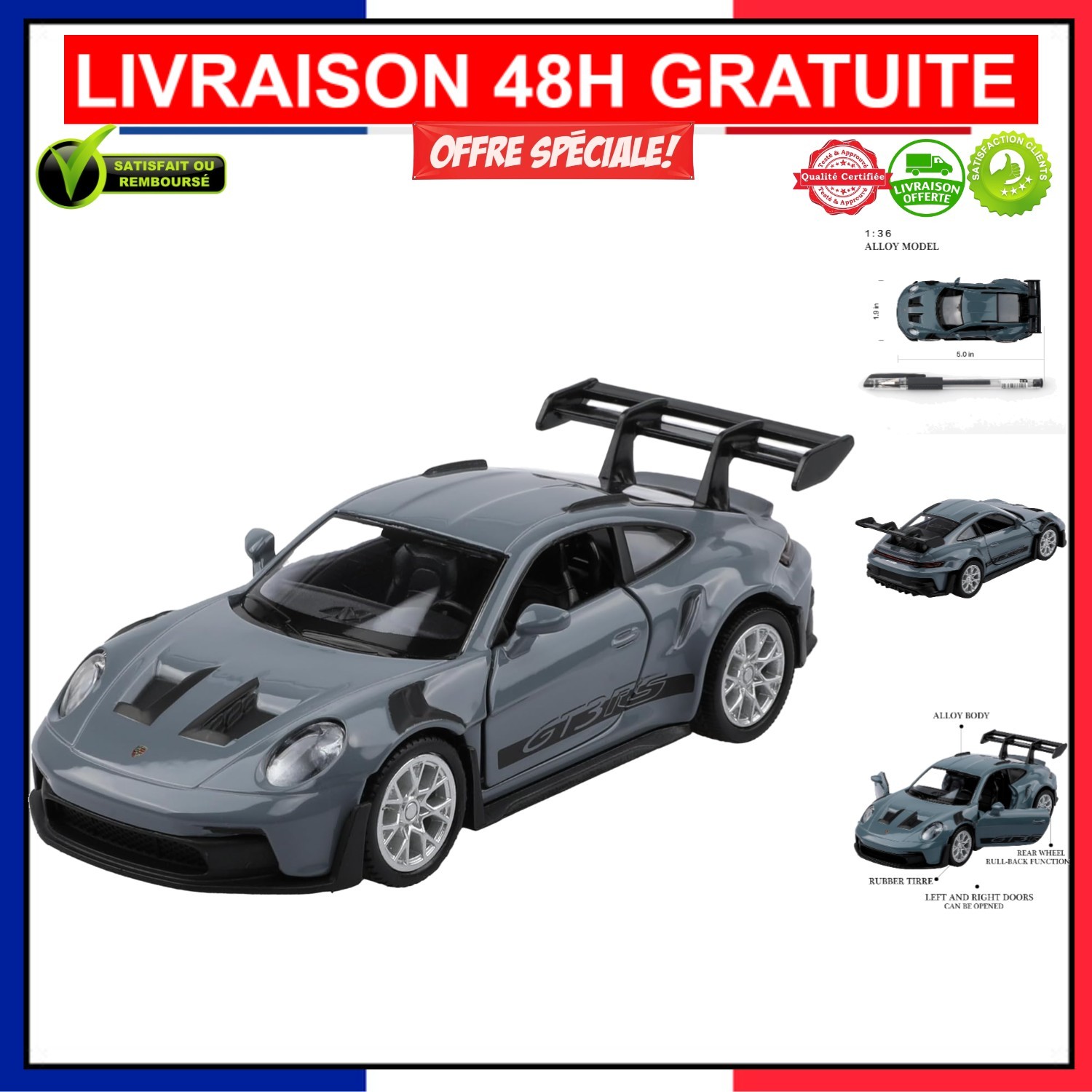 Porsche 911 voiture jouet 1/36 miniature à friction pour enfants