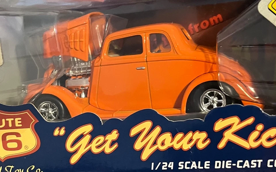 ROUTE 66 "GET YOUR KICKS" 1933 WILLYS COUPE ORANGE 1/24 Die-Cast - Image 3 of 4