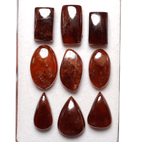 Ceilán 9 piezas granate hessonita natural sin tratar 17-23 mm cabujón piedras preciosas sueltas - Imagen 2 de 10
