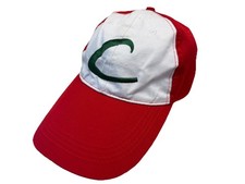 Vintage Pok mon Ash Ketchum Hat Red White Cosplay Cap Embroidered Logo
