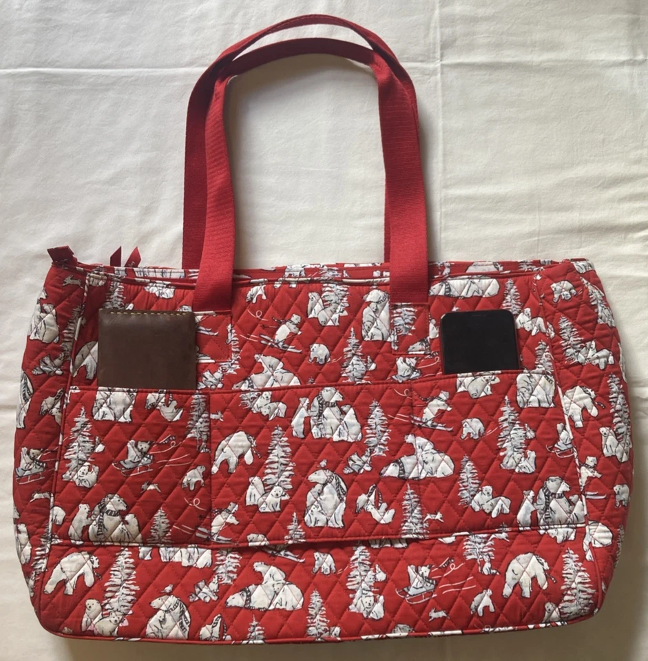 Vera Bradley Dual Compartment Travel Bag Beary Merry Red Laptop / Work / School - Image 4 of 4